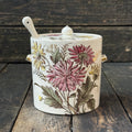 Hand-Painted Chrysanthemum Crackle Glaze Preserve Jar, Lid & Spoon Set