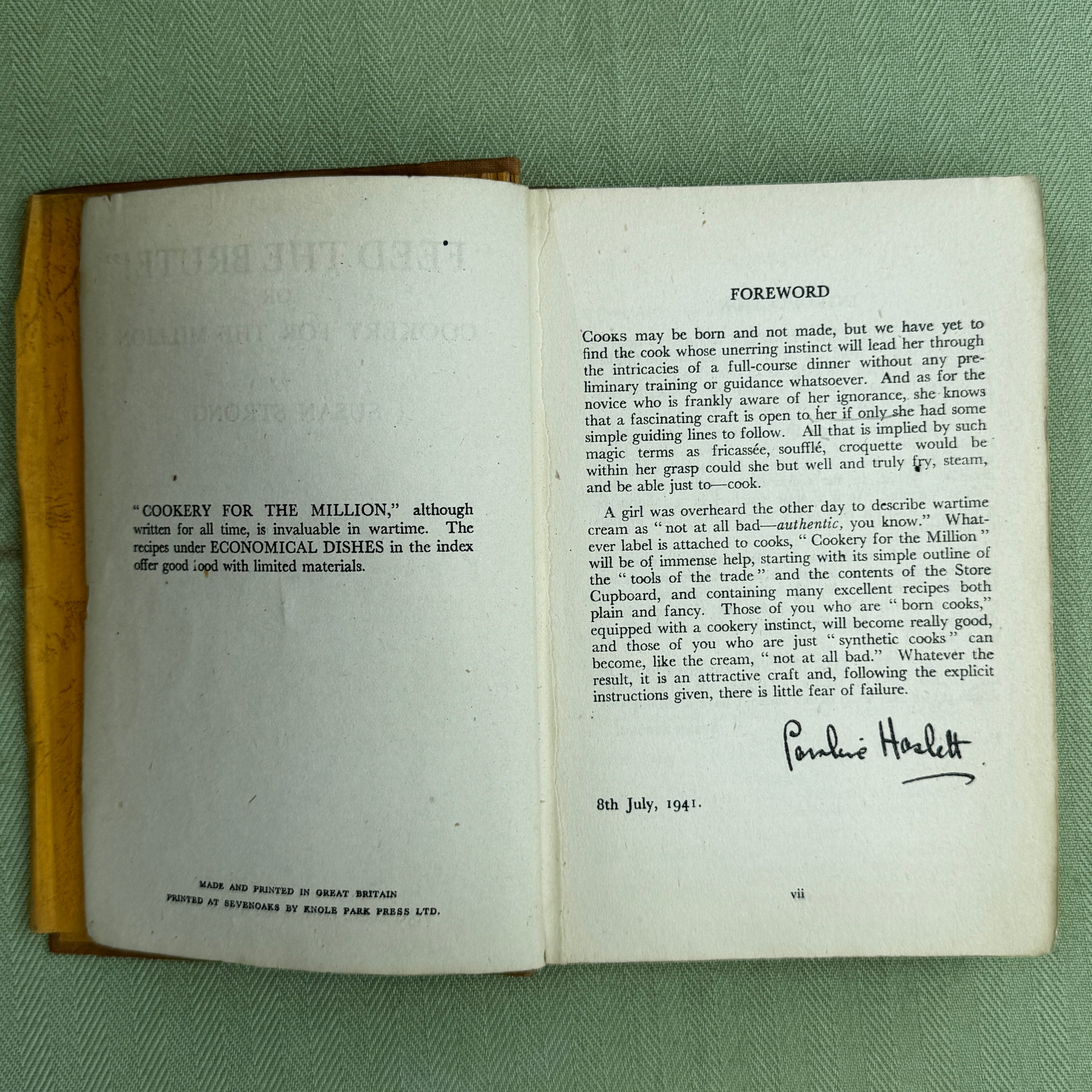 1941 Wartime Cookery Book “Feed the Brute!” By Susan Strong