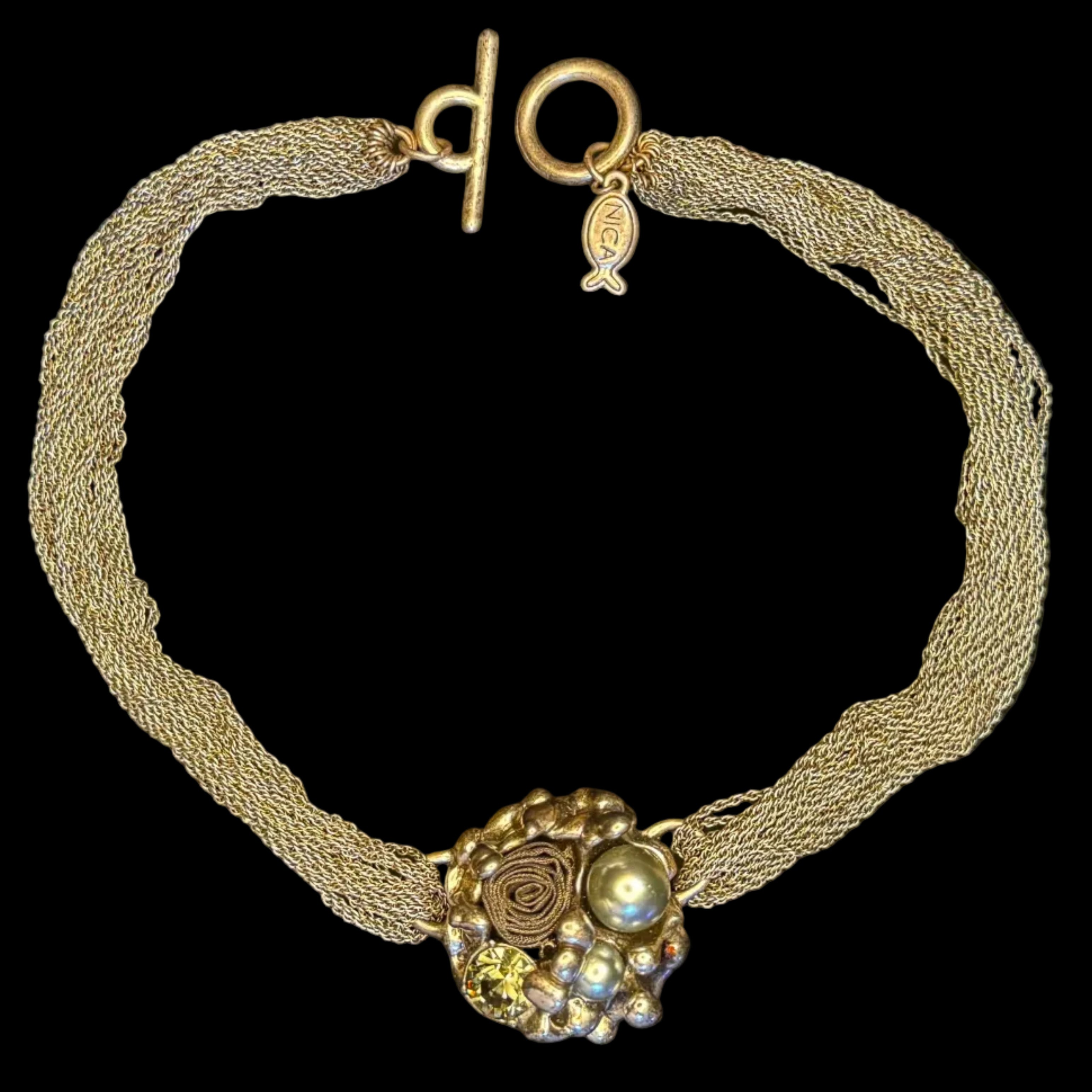 1990s multi-strand iron-grey choker by Nica