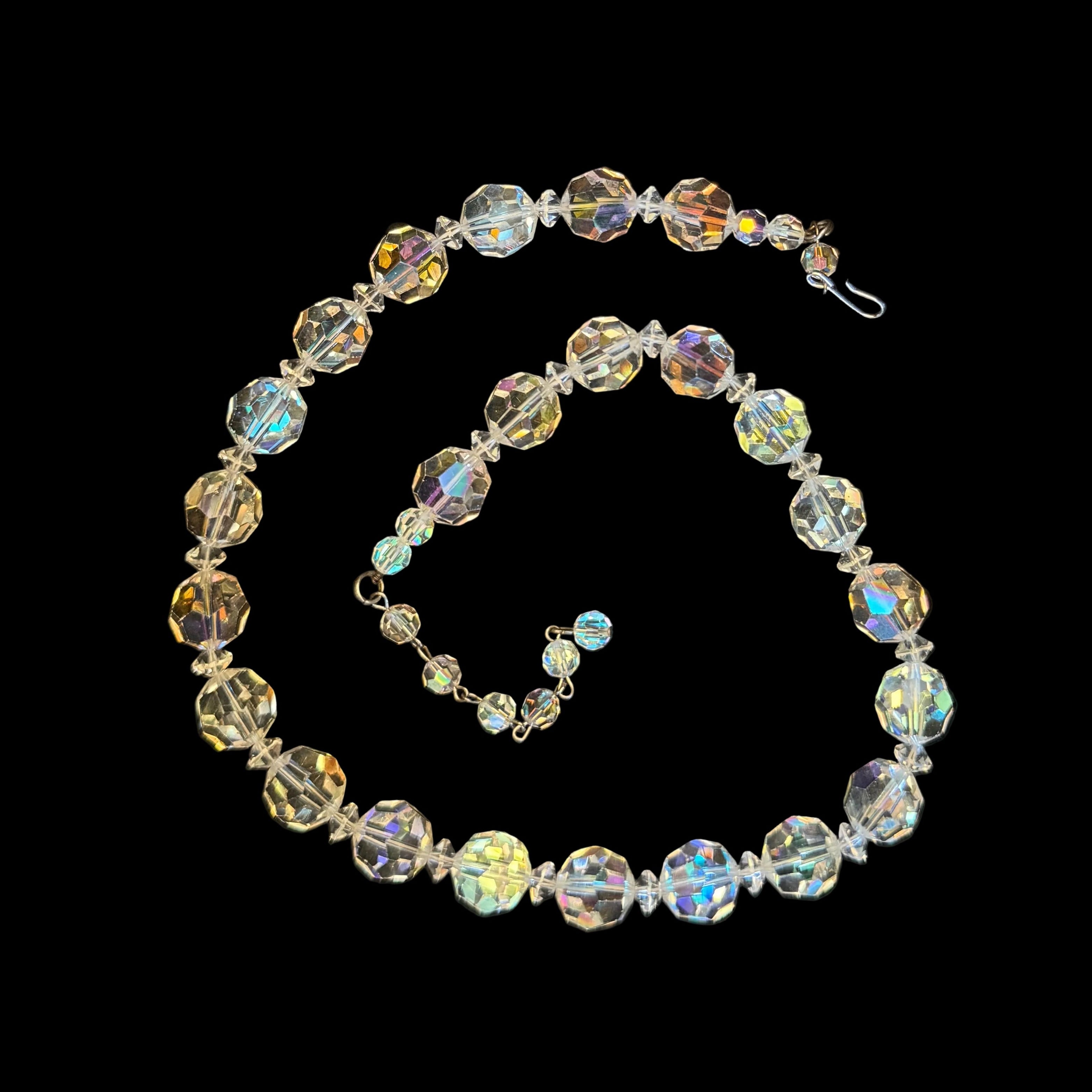 1960s Aurora Borealis glass crystal necklace