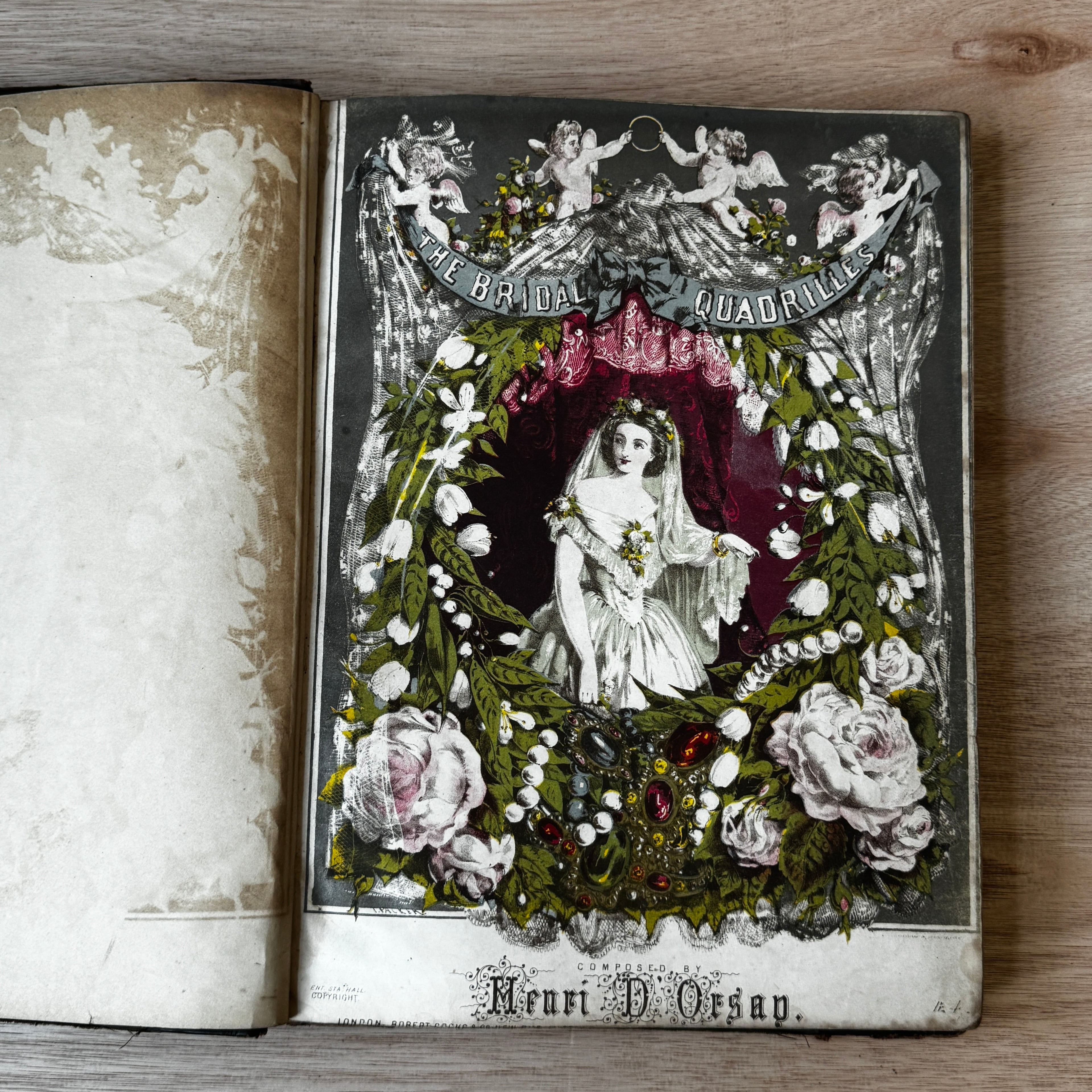 Set of two early-mid 19th century music books compiled by hand, with some notes in pen and pencil. Unique and personal, with gorgeous colour images and covers amongst the scores.