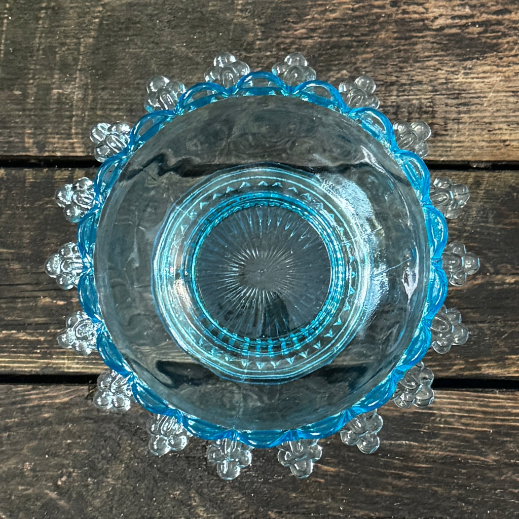 1930s or 1940s pressed glass sweet or trinket bowl in gorgeous pale blue