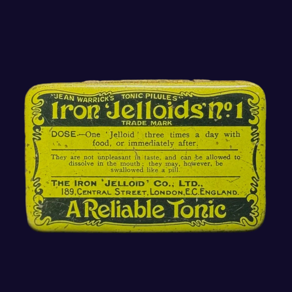 Gorgeous 1920s era 'Iron Jelloids No. 1' tin