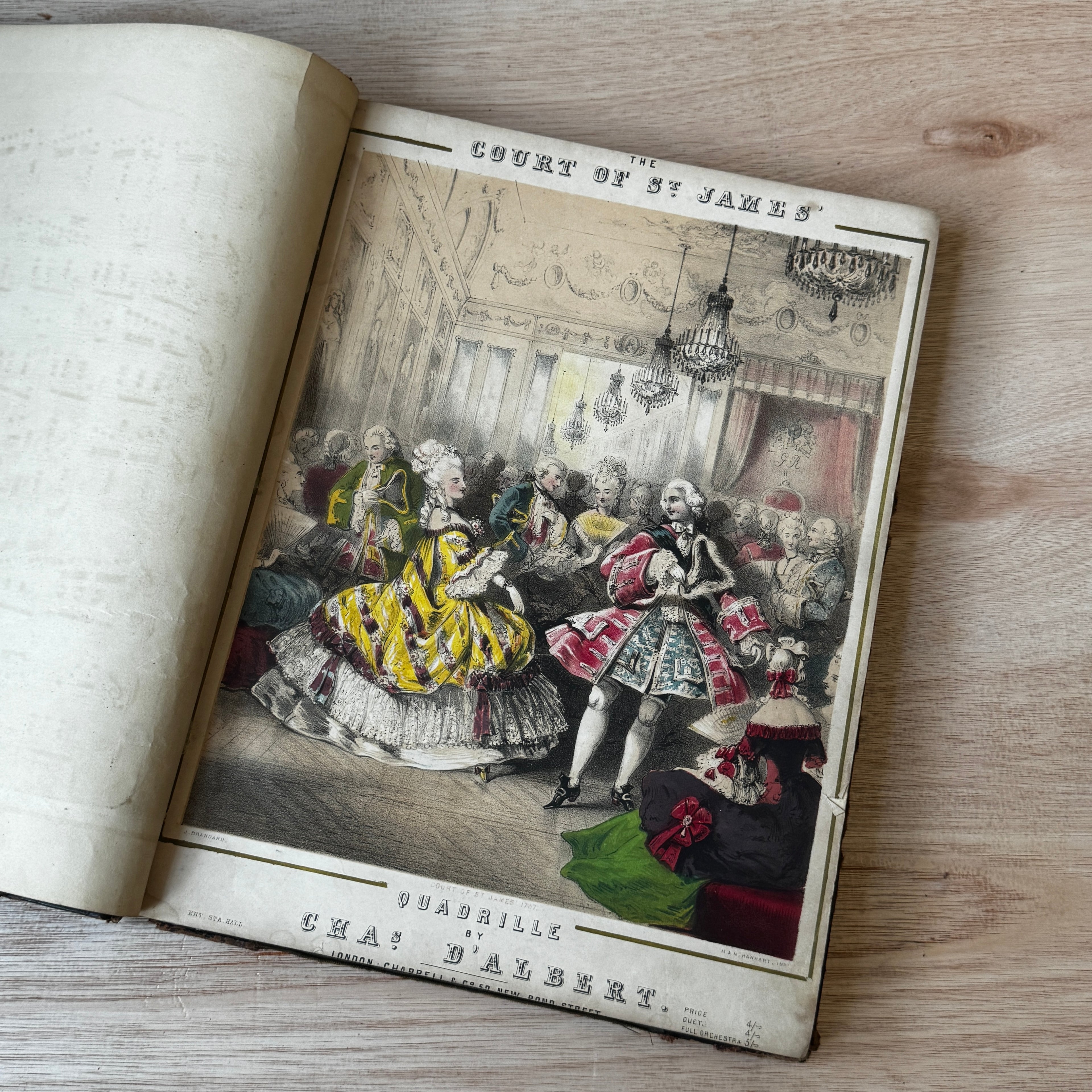 Set of two early-mid 19th century music books compiled by hand, with some notes in pen and pencil. Unique and personal, with gorgeous colour images and covers amongst the scores.