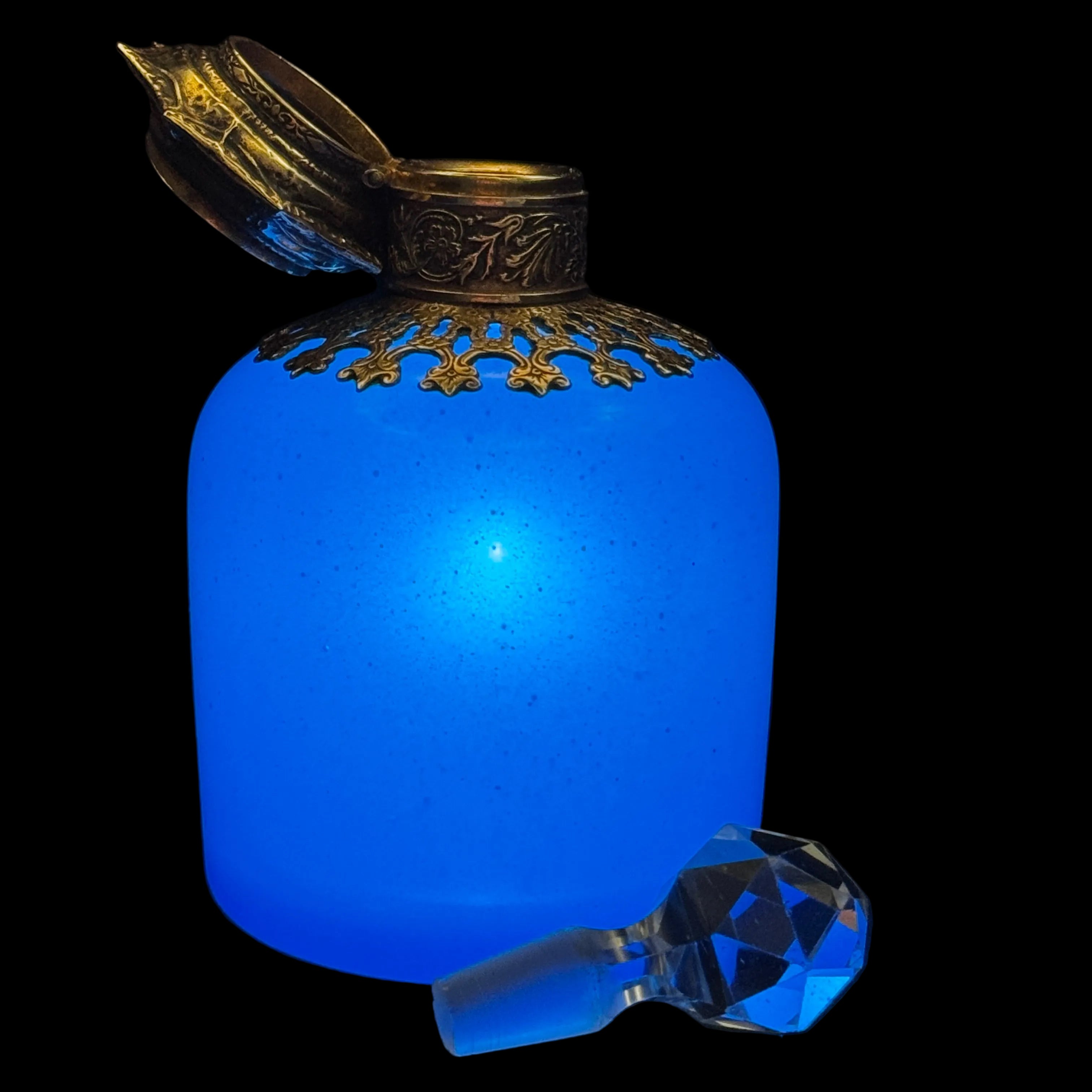 Matching pair of Napoleon III opaline Grand Tour scent bottles