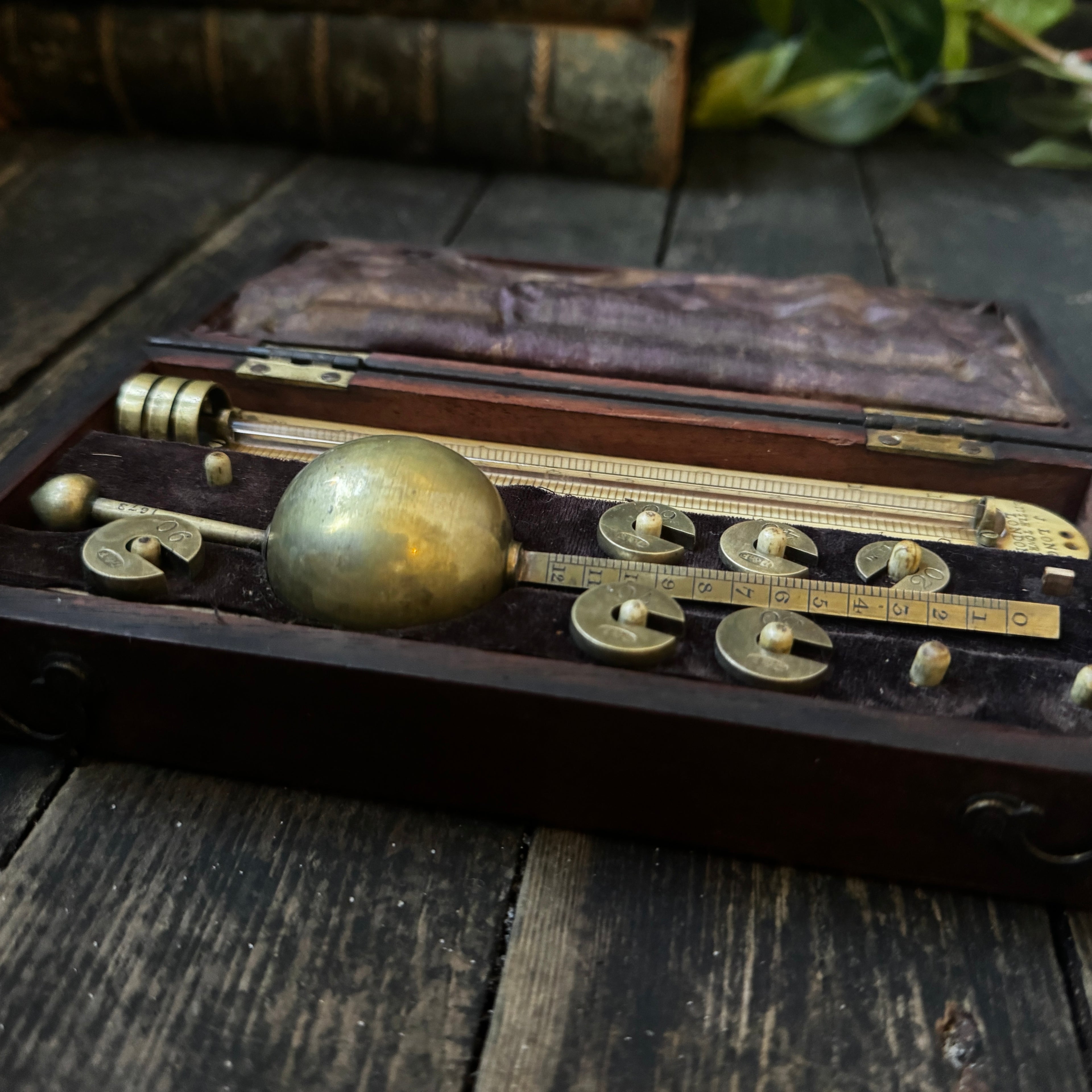 Early 1800s Sikes’ Hydrometer in Wooden and Bone Case