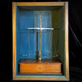 Set of antique apothecary scales in glass-fronted wooden case