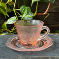 Hazel Atlas 1930s Pressed Glass Cup and Saucer