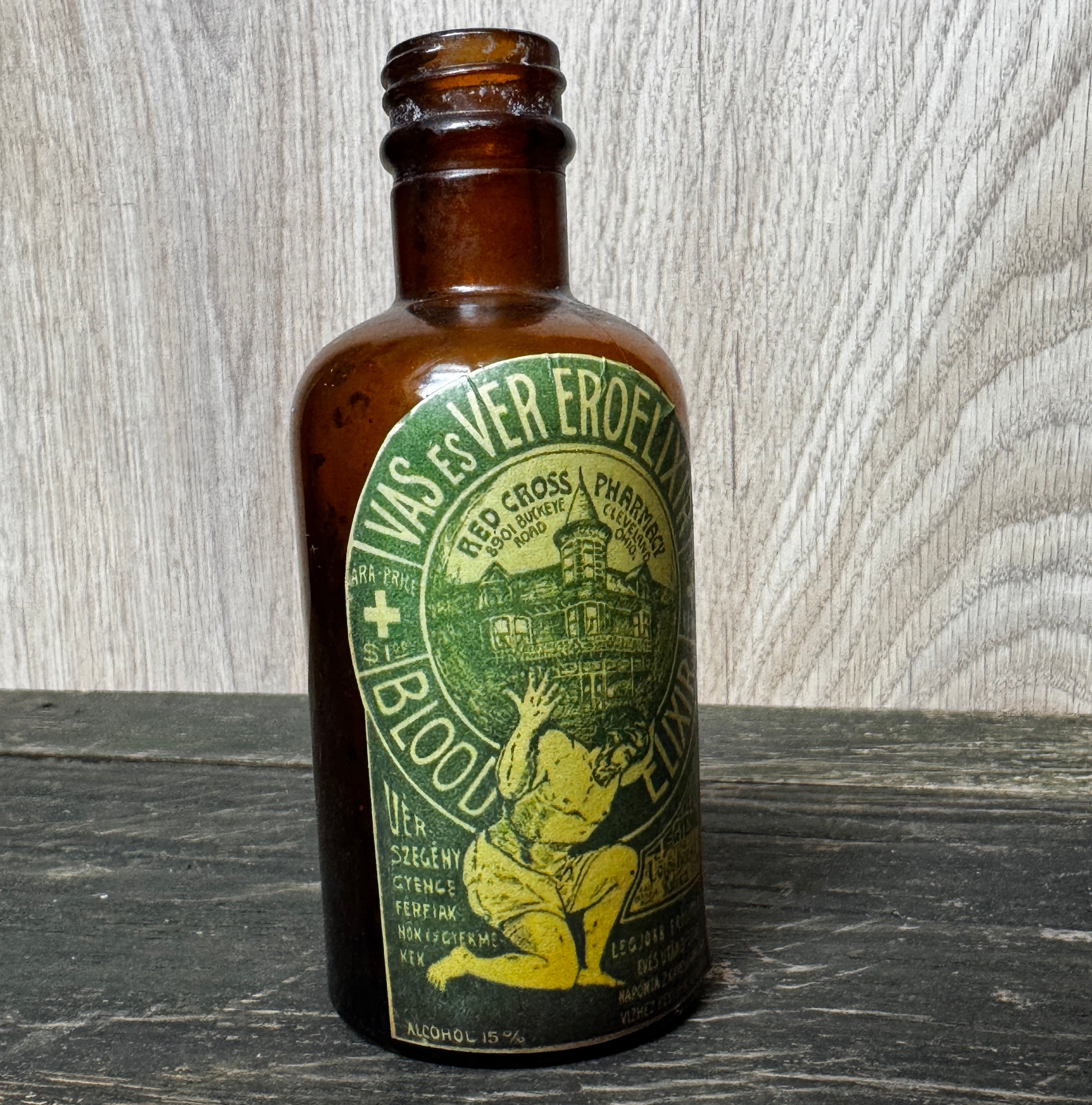Vintage bottle with Blood Elixir label