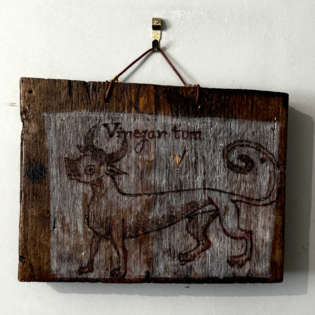 Witch’s Familiar ‘Vinegar Tom’, Handmade, Reclaimed Wood, Woodcut Wall Hanging