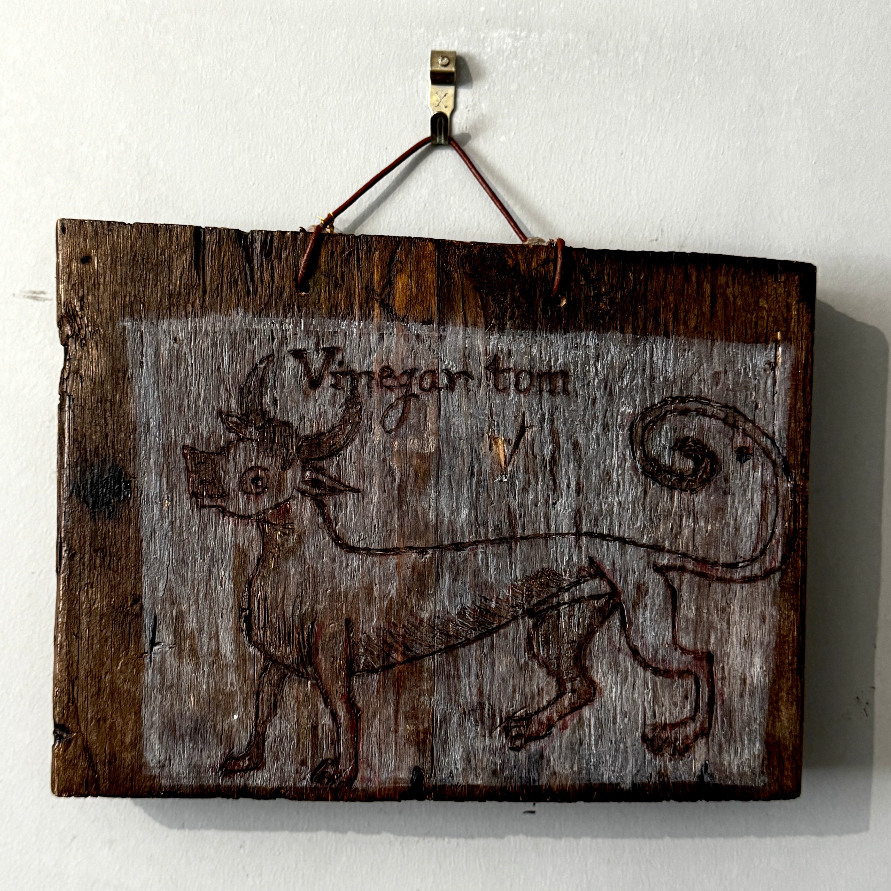 Witch’s Familiar ‘Vinegar Tom’, Handmade, Reclaimed Wood, Woodcut Wall Hanging