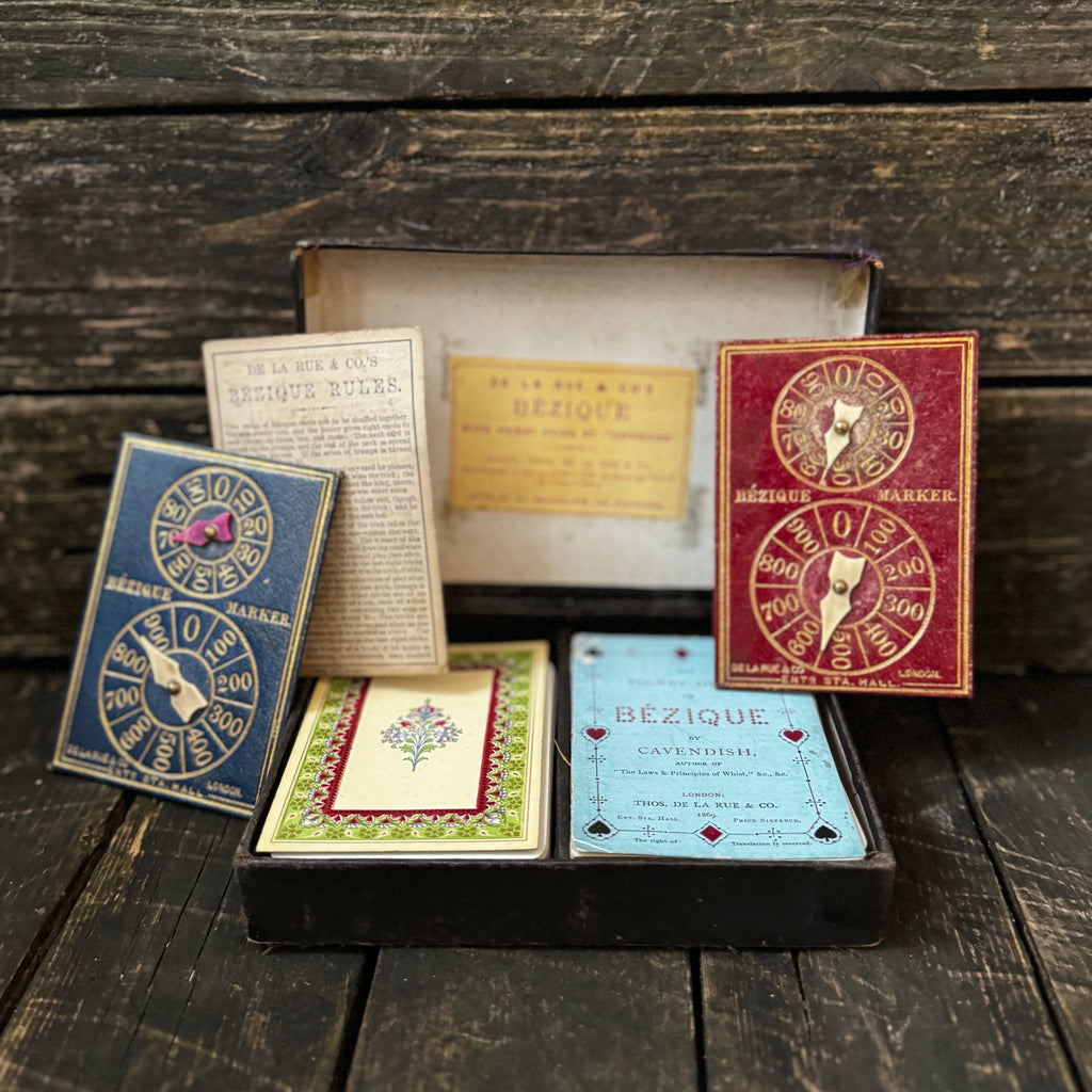 Mid-nineteenth century (1860s) edition of the popular card game Bezique, in original box with instructions etc