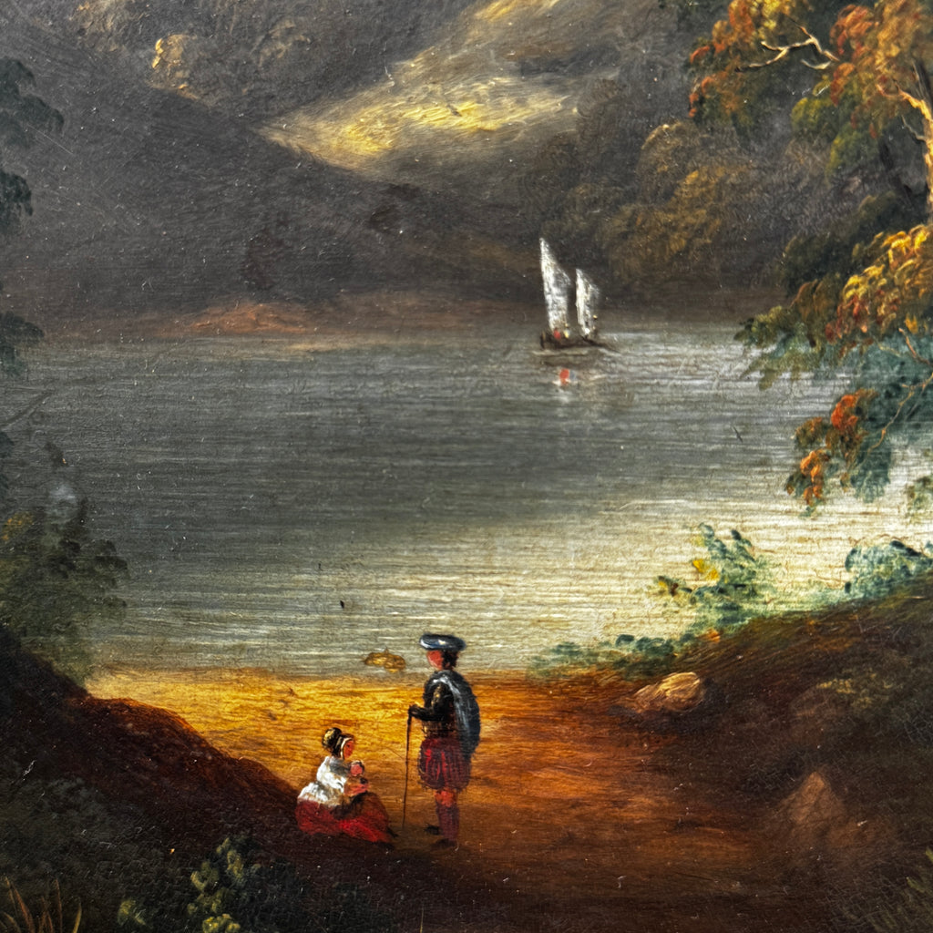 Nineteenth century oil on board Scottish landscape painting