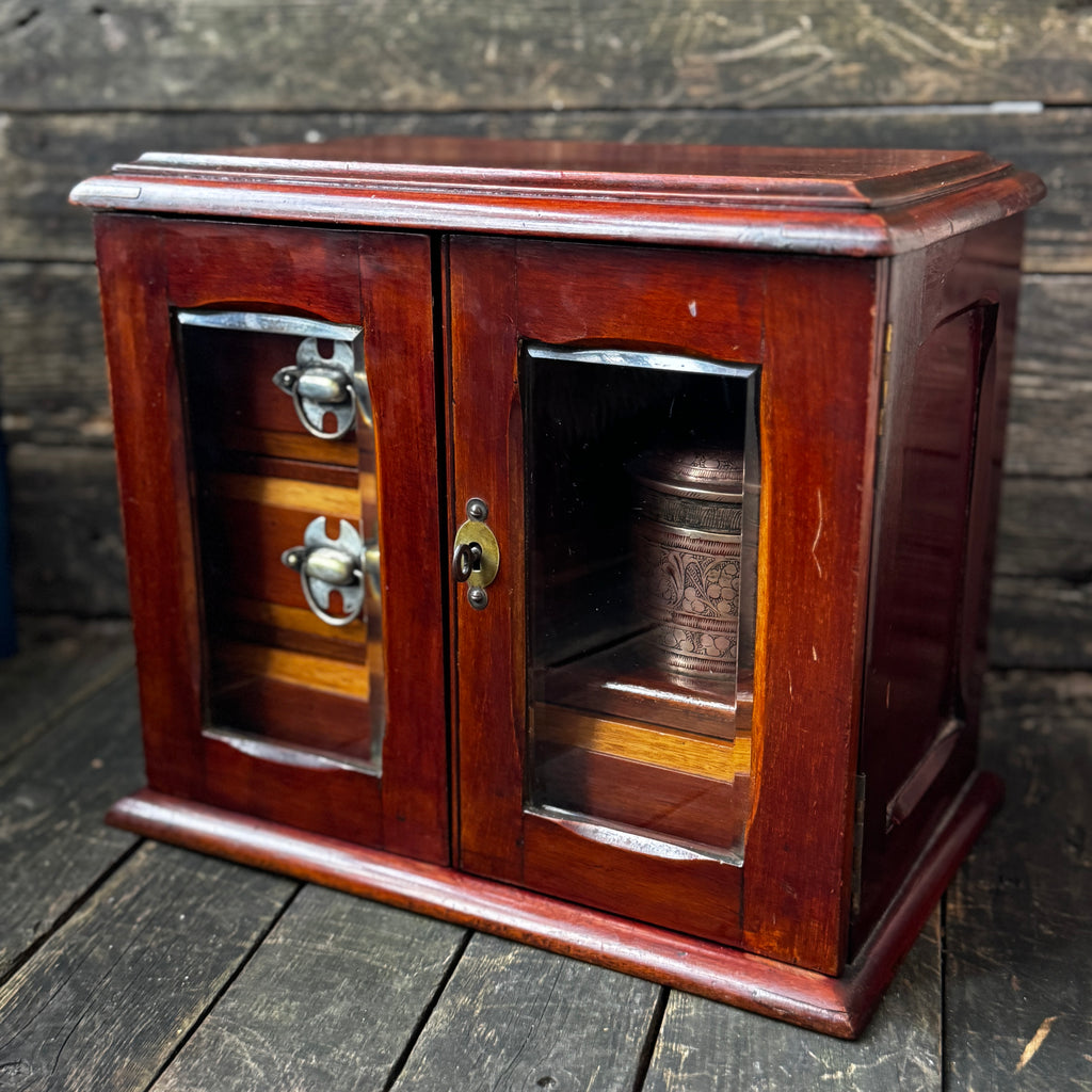 Tobacco Cabinet w/ Bevelled Glass Doors, Plus Accessories