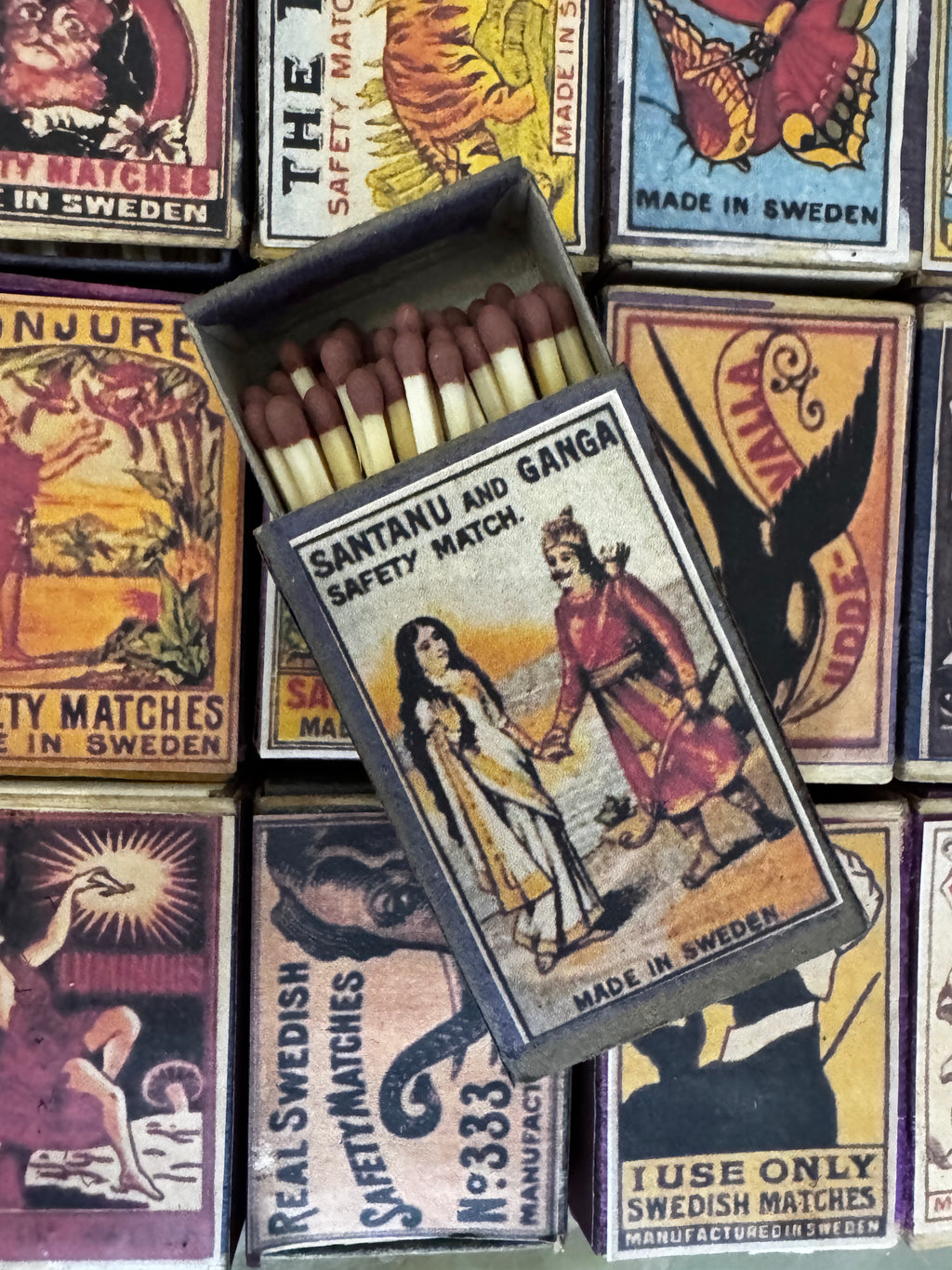 Vintage design boxes of matches