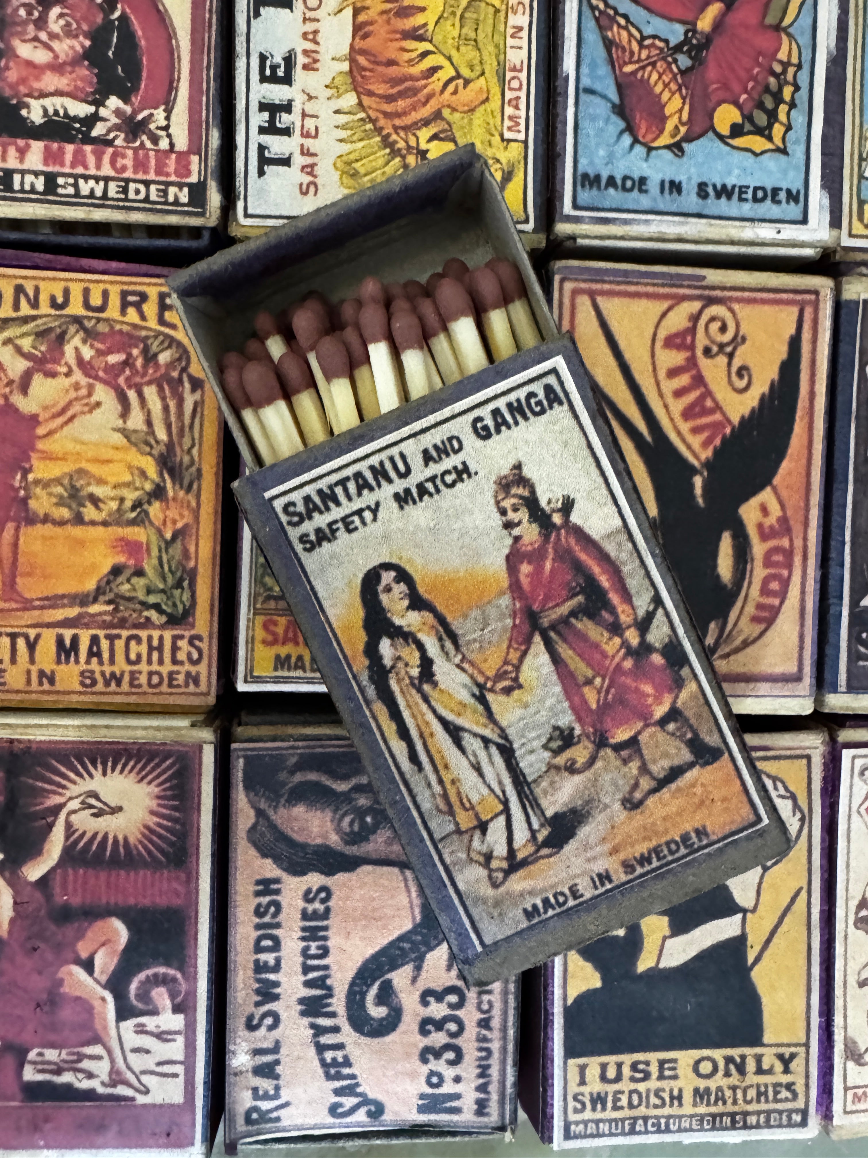 Vintage design boxes of matches